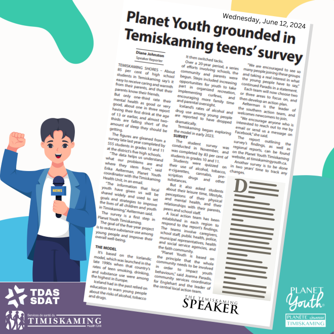 News article: Planet Youth grounded in Temiskaming teens' survey