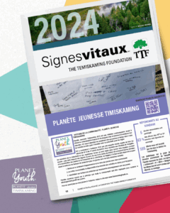 Rapport Temiskaming Signes vitaux® 2024. Signes vitaux® est un rapport fondé sur les données probantes qui sert à mesurer la santé et le bien-être des collectivités partout au Canada. Il permet de cerner les tendances, d'entamer des conversations et d'aider les collectivités à donner suite aux prioritiés locales. L'objectif de Signes vitaux® est d'offrir un rapport lisible et engageant qui encourage le dialogue et l'action de tous les segments d'une collectivité, y compris les résidents, les organismes sans but lucratif, les institutions et les dirigeants politiques. 

Le travail de PJT est reconnu comme une partie importante de cette initiative dans la région de Timiskaming. Consultez le rapport complet ici: https://www.temiskamingfoundation.ca/vitalsigns 